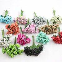 ♦♚⊕ 12PCS/Lot Artificial Flower Small Berries Stamen Wire Stem/Marriage Leaves DIY Wreath Roses Artificial Flower