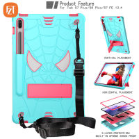 Casing Tablet แฟชั่นสำหรับซัมซุงกาแล็กซีแท็บ S7 FE 12.4 "(2021) / SM-T730 T733 T736B T735ลายแมงมุม TPU อ่อน + PC 2 In 1ซิลิโคนปกในตัวคลิปหนีบสายเคเบิลและ2BHD Tali Bahu