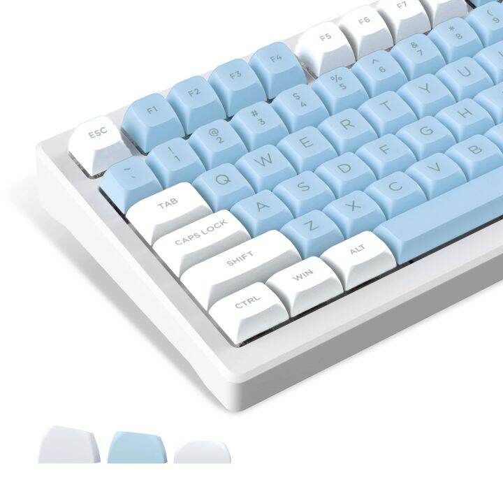 169 Key PBT Double-Shot Blue White XVX Profile Keycap Kit Backlit Key ...