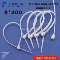 100pcs 8mm*400mm Nylon cable ties stainless steel plate locked for boat vessel with Marine non-metal tie Cable Management