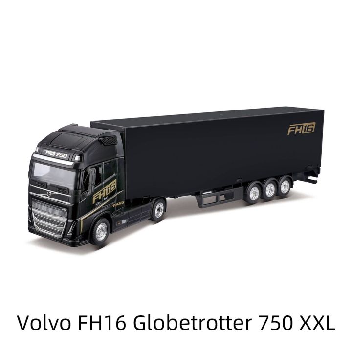 รถเทรลเลอร์1-43เมอร์เซเดส-เบนซ์รถพ่วง-gigasspace-volvo-fh16-traktor-berat-hitam-die-cast-koleksi-hobi-mainan