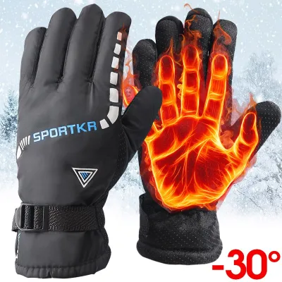 Winter Cycling Gloves Men Outdoor Waterproof Skiing Riding Hiking Motorcycle Warm Mitten Gloves Unisex Thermal Sport Gloves