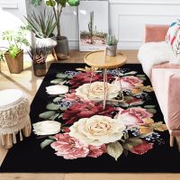 LOUSIDREAM Flower Pattern Skull Car Living Room Home Decor Sofa Table Rug Anti Slip Chair Cushion Lounge Mat