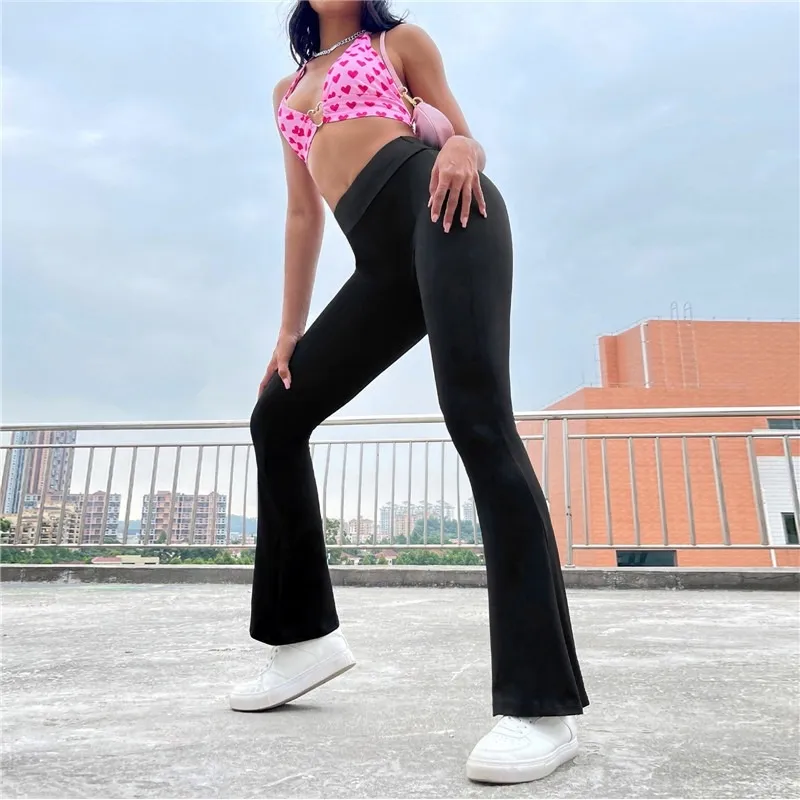 Women Flared Leggings Yoga Pants Women High Waist Wide Leg Pants Gym Sports  Black Flared Pant Plus Size Dance Trousers 2023 New
