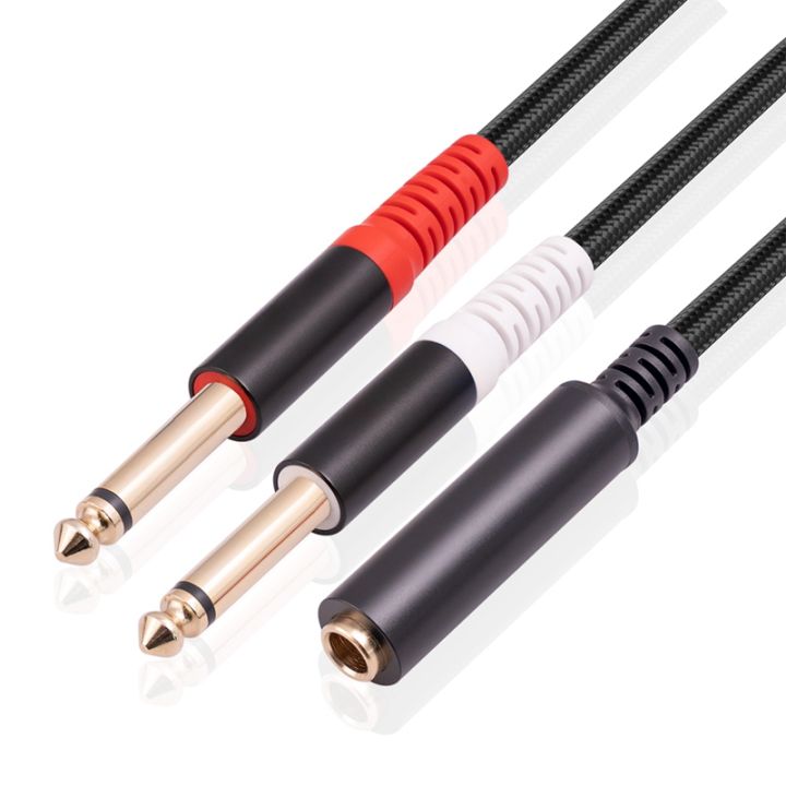 1pcs-6-35mm-1-4-inch-stereo-trs-female-to-2-dual-6-35mm-mono-ts-male-y-splitter-cable-audio-adapter-cable