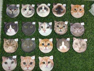 จานรองแก้วเซรามิค  รูปแมว diatomite แท้  ที่รองแก้วลายน่ารัก แผ่นรองแก้วน้องแมว พร้อมส่ง ถูกที่สุด!!!