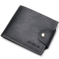 2023 New Men Short Purse Vintage Soft PU Leather Credit Card Holder Buckle Wallet