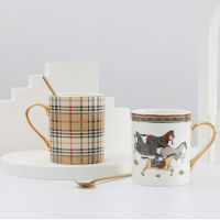 Porcelain Mug Cafe Tea Milk Cups Bone China Coffee Drinkware Water Mugs With Golden Spoon Birthday Gift New Arrival 2021