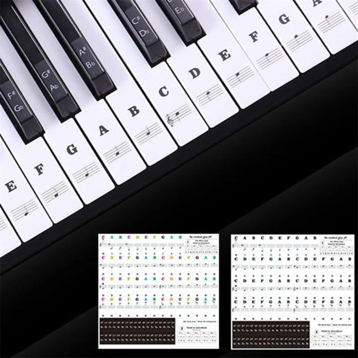 Piano Keyboard Stickers for 37/49/54/61/88 White and Black Keys, Colorful  Music Electronic Piano Keyboard Note Stickers for Kids Beginners,  Transparent & Removable 