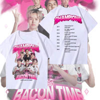 เสื้อยืดแฟชั่นแขนสั้นผ้าฝ้าย2023 bacon time short sleeves  unisex  t shirt