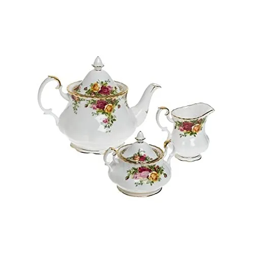 Royal Doulton Old Country Roses 3Piece Tea Set, Mostly White with