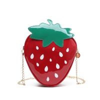 ✁❖℡ Women Shoulder Bag Strawberry Shape Designer Bag New Fashion Pu Leather Chain Crossbody Bag Girls Cute Fruit Purses and Handbag