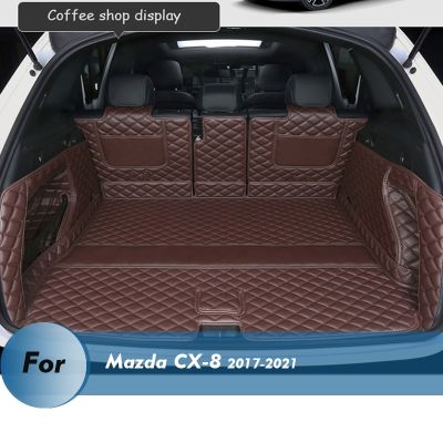 Only bottom mat Custom Leather Car Trunk Mats For Mazda CX-8 2017-2021 7-Seat Rear Trunk Floor Mat Tray Carpet Mud