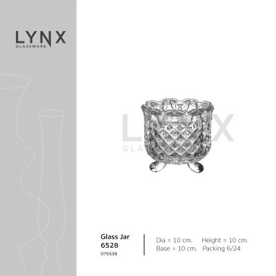 LYNX - Glass Jar 6528 - กระถางธูปแก้ว กระถางคริสตัล กระถางธูปเจียระไน ลวดลายผีเสื้อ เนื้อใส ความสูง 10 ซม.