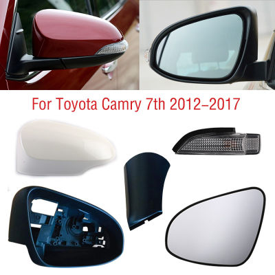 รถกระจกมองข้างเลี้ยวแสงโคมไฟเลนส์แก้วกระจกมองหลังกรอบล่างฐานปกฝาสำหรับ Toyota Camry XV50 7th 2012-2017