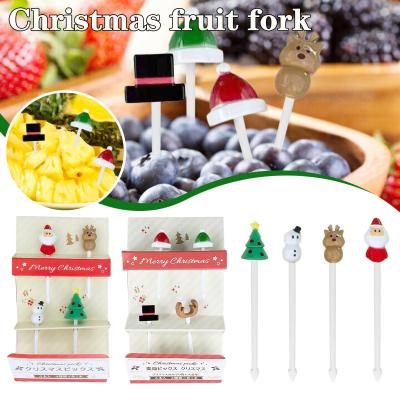 Fruit Fork Christmas Series Snack Fork Santa Claus Fruit Childrens Fork Food Bento Accessories Snack Cartoon Elk Selection C2X8