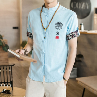 Wushu Male Clothes Vintage Style Traditional Chinese Clothing for Men Top Chinese Shirt 2023 News Summer Embroidery Tangsuit