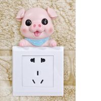 Switch Stickers For Pigs Switch Decoration Subsidies Resin 3d Three-dimensional Lovely The Chinese Zodiac Animal Modern Socket Wall Stickers Decals