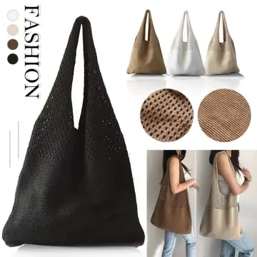 Crochet Tote Bag, Cute Boho Knit Tote Bag Aesthetic Y2k Large Crochet Beach  Bag Shoulder Bag Handbag(Orange)