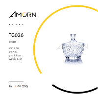 AMORN - TG026 - โถแก้วเล็ก โถฝาแก้ว โถแก้วเจียระไน ลายคริสตัล เจียระไน ความสูง 7 ซม.