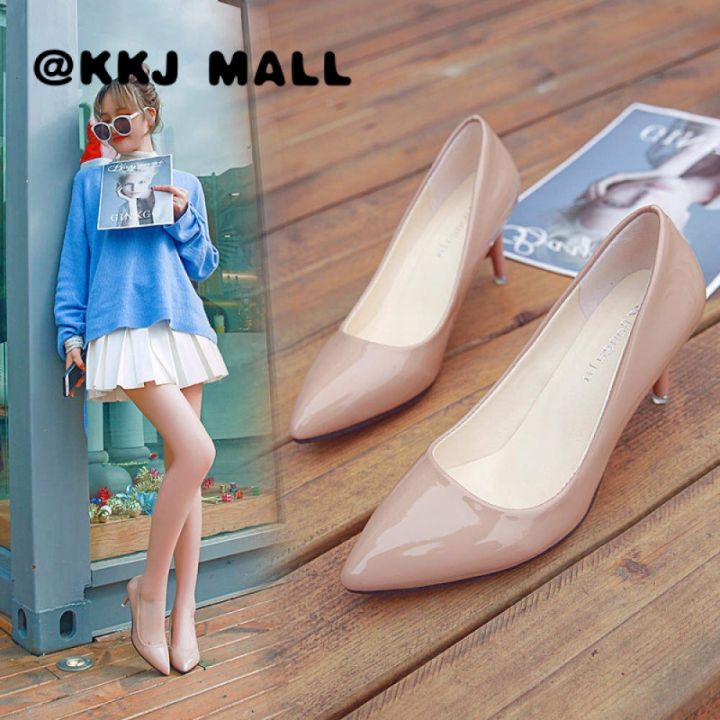 kkj-mall-รองเท้าส้นสูง-รองเท้าทำงานแฟชั่นรองเท้าส้นสูงสไตล์เกาหลีรองเท้าหนังปากตื้นรองเท้าส้นสูงรองเท้าผู้หญิง