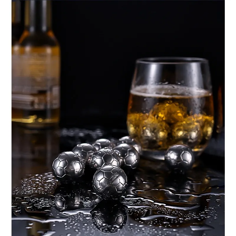 Whiskey Stones, Soccer Whiskey Balls Stainless Steel Ice Ball Reusable  Chilling Stones for Beer Liquor Juice Drinks Vodka