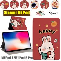 รูปกระต่ายน่ารักเคสสำหรับ Xiaomi Mi Pad 4 5 Pro 11 "12.4" 8.0 "10.1" 2018 2022 2021เด็กหนัง PU ฝาพับแบบบางปกหนังสือกล่องกันกระแทก