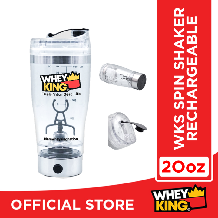 Whey King Spin Shaker Rechargeable Shaker 20oz. Tornado Mixer Mug