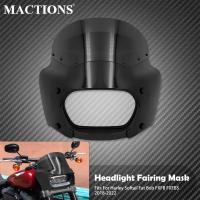 Motorcycle Black Light Headlamp Front Cowl Headlight Fai Cover ABS For Harley Softail Fat Bob FXFB FXFBS 2018-2020 2021 2022