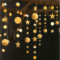 4.5m Mirror Paper Star Round Garland Flash Banner Happy Birthday Decoration Adult Boy Girl Baby Shower Curtain Decor Wedding