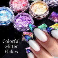 1 กล่อง Aurora เล็บ Glitter Flakes ไม่สม่ำเสมอ Sparkly Gradient อลูมิเนียมฟอยล์ UV GEL เล็บเล็บ DIY ตกแต่งเล็บ-Yeors