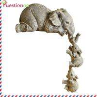 {Questionno} งานฝีมือเรซิ่น3ชิ้นช้างแม่แขวน2-Babies Figurine Living Room Decor