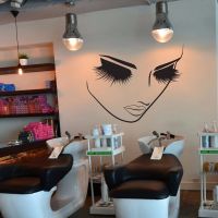 Beauty Eyelash Spa Salon Woman Face Wall Sticker Hair Nail Manicure Fashion Salon Spa Window Wall Decal Vinyl Decor Wall Stickers  Decals