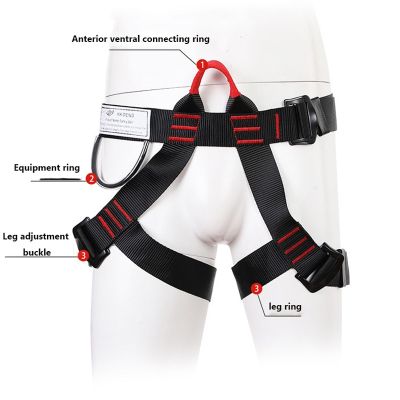 ：“{—— Anti-Fall Three-Point Safety Belt Adjustable Half-Body Harness For Outdoor Activities Climbing Mountain Work Altitude Climbing