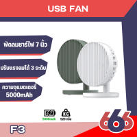 Orsen by Eloop F3 พัดลมชาร์จไฟ พกพา 7 นิ้ว ชาร์จแบตได้ USB Rechargeable Portable FAN แรง 3 ระดับ.(สินค้ามีพร้อมจัดส่งนะคะ)