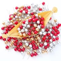 [Christmas Products ]50pcs Artificial Red Holly Cherry Berry / Christmas Home Decoration Products / Winter Christmas Fake Berries Decor for DIY Garland and Holiday Wreath Ornaments