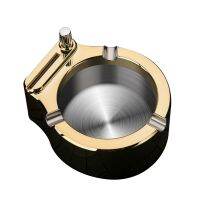 Retro Metal Ashtray Ten Thousand Multifunction Ashtray s Accessories Stainless Steel + ABS BlackTH