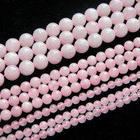 ธรรมชาติสีชมพู Rose Quartz Crystal 6mm 8mm 10mm 12mm Clear Smooth รอบหินลูกปัดแบบหลวมสำหรับเครื่องประดับทำสร้อยคอ DIY Strand-Soneye