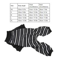 Dog Pajamas Jumpsuit 4 Legs High Elasticity Warm Dog Sleep Clothes Striped Lightweight for Pet for Sleep