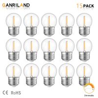 15PCS หรี่แสงได้วัตต์ต่ํา Led String Light Replacement Bulbs G40 E27 220V Warm White 2700K 1W เท่ากับหลอดไส้ Retro 10W◤