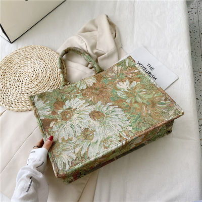 painting Flower Luxury Brand Large Canvas Tote  Summer Trends Womens Designer Handbag High Capacity To Handle Shoulder Bags