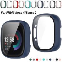 ปกป้องหน้าจอสำหรับ Fitbit Versa 4 /Sense 2เคสกันกระแทกแบบแข็งปกป้องกระจกนิรภัยกันกระแทกคลุมทั้งหมดรอบด้าน