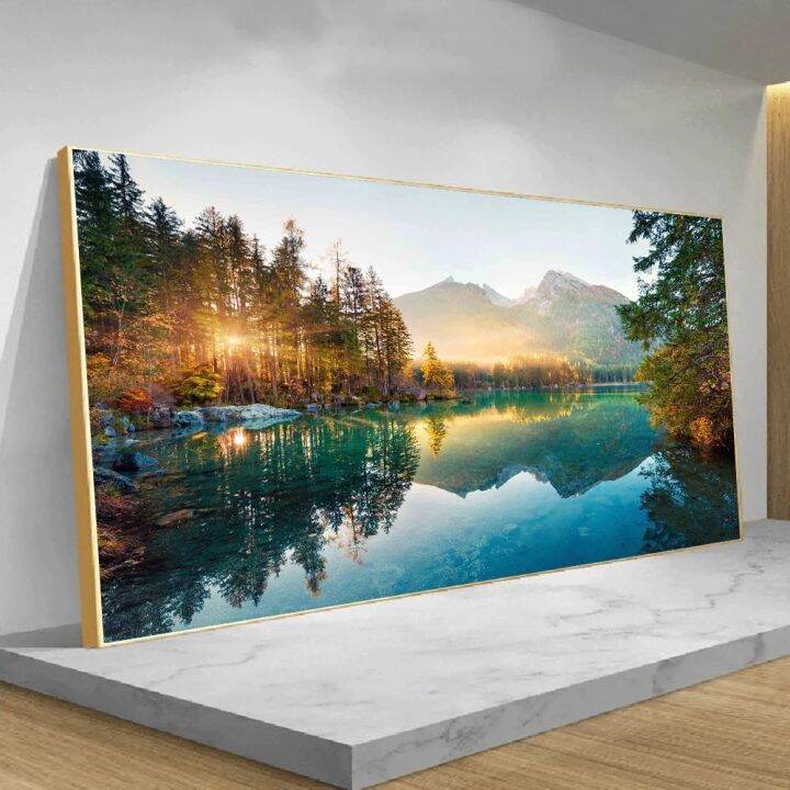 60x120CM Nature Mountain Lake Landscape Canvas Painting HD Print Wall