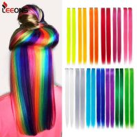 Synthetic Clip In One Pieces Raiinbow Hair Extensions  Straight Synthetic Hair Pieces 18" Long  Ombre Hair Pink Purple Red Blue Wig  Hair Extensions