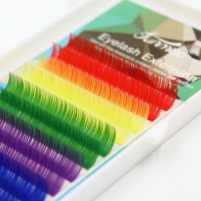 12Rows Mixed Color Individual Eyelash High Quality 0.1mm C/D Curl Colorful Eyelashes Extension Makeup Tools Cables Converters