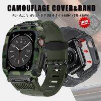 Army Camouflage Sport Case For Apple Watch 8 7 SE 6 Band 45Mm 44Mm 42Mm Waterproof Drop-Resistant Integrated Strap Mod Kit