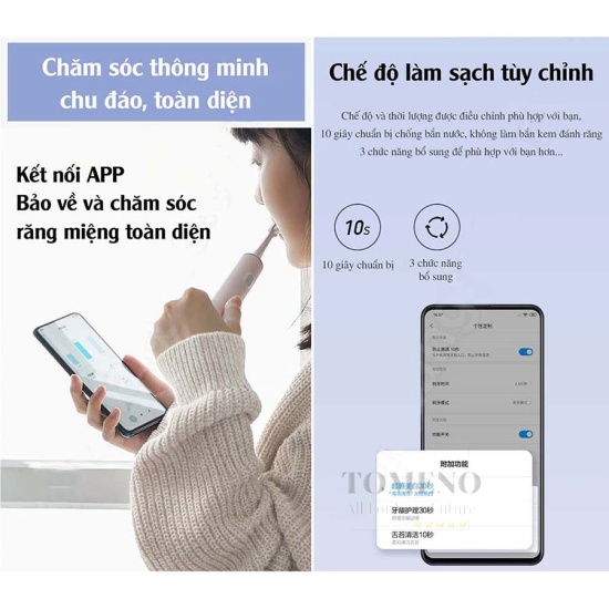 Bàn chải đánh răng điện xiaomi sonic t500 chính hãng làm sạch sâu giảm - ảnh sản phẩm 3