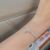 SissyJewelry // สร้อยข้อมือ เงินแท้ รุ่น Double line ประดับ พลอยหัวใจ