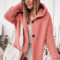 New Winter Cardigans Women Elegant Loose V-neck Solid Color Single-breasted Knitted Korean Streetwear Long Knit Coat Tops