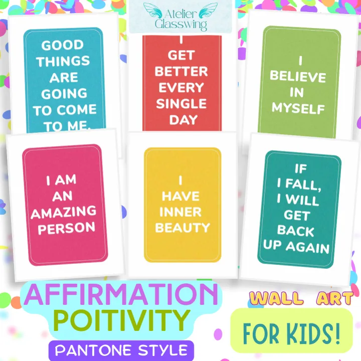 Kids Affirmation Positivity Motivational Poster Pantone Style Wall Art ...